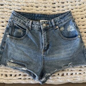 Princess Polly Blue Distressed Jean Shorts